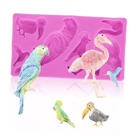 Fondant Molds, Silicone Flamingo Birds Mold 3D Bird Fondant Mould Flamingo