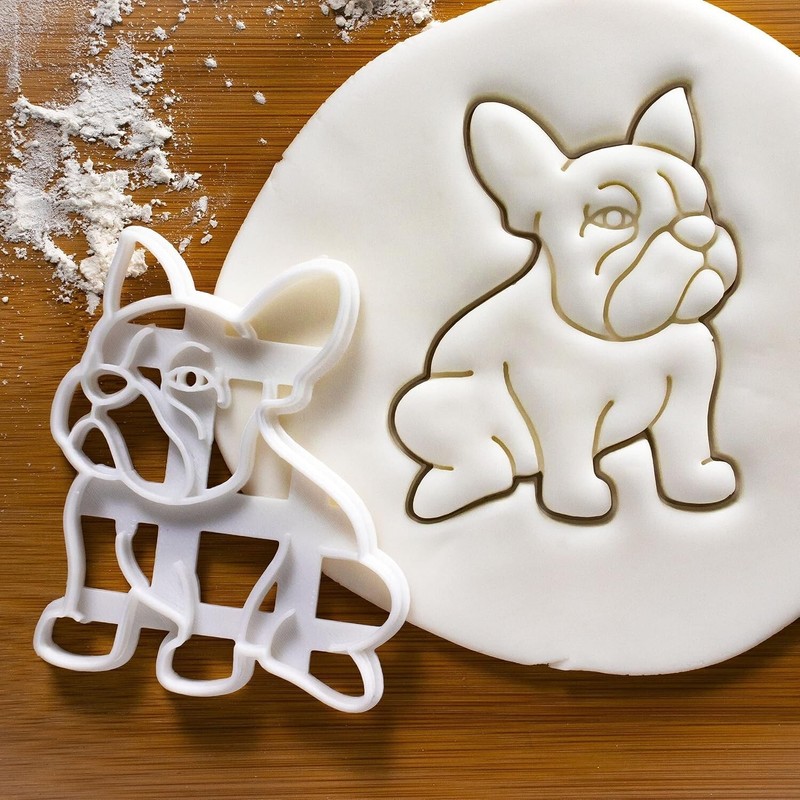 Set of 2 French Bulldog cookie cutters Designs: Body & Face, 2 pieces - gallery