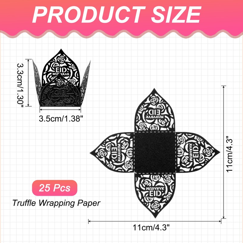 25 PCS Truffle Wrapper 4.3 Inch Square Cupcake Liner Baking Paper Black gallery