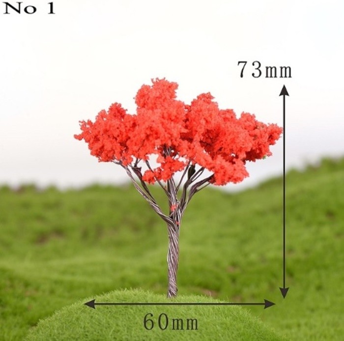 Orange Autumn Tree Cake Topper Or Train Railroad Scenery Set Of 3 2-3/4″ Tall