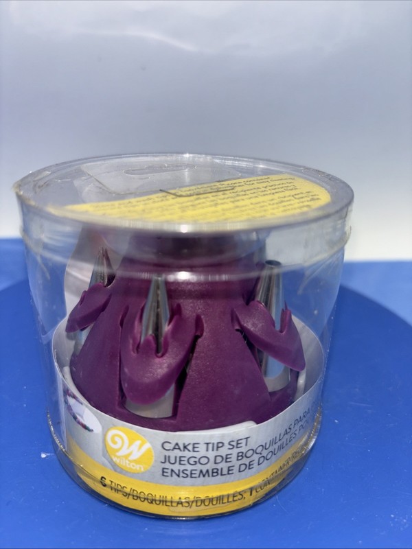 Wilton Cake Tip Set 6 Decorating Tips Silicone Tip Holder