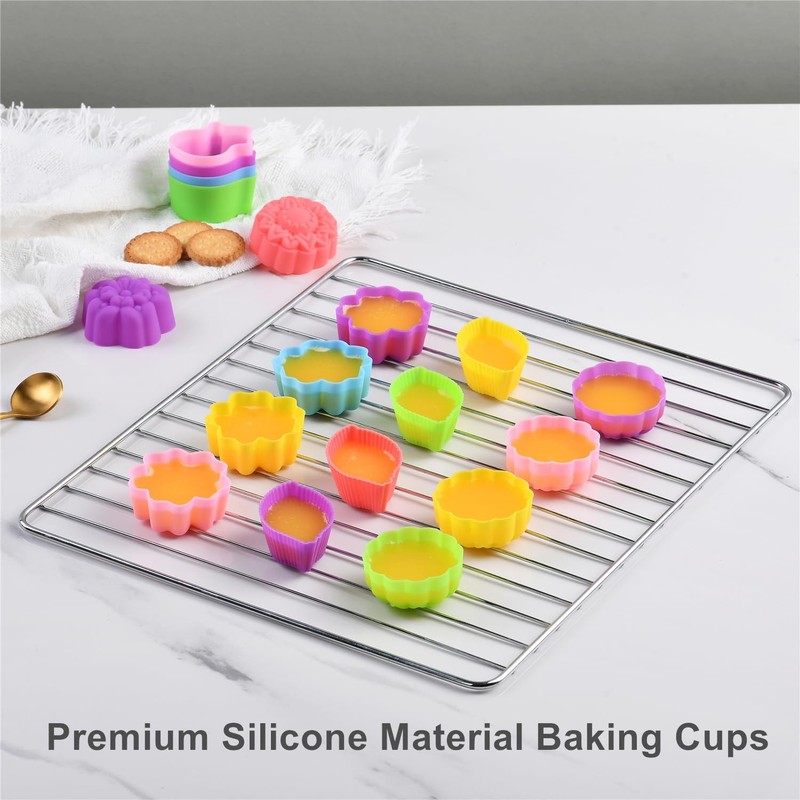 36Pcs Silicone Cupcake Liners, Multi Flower Shapes Baking Cups, 2 Inch Mini S... gallery