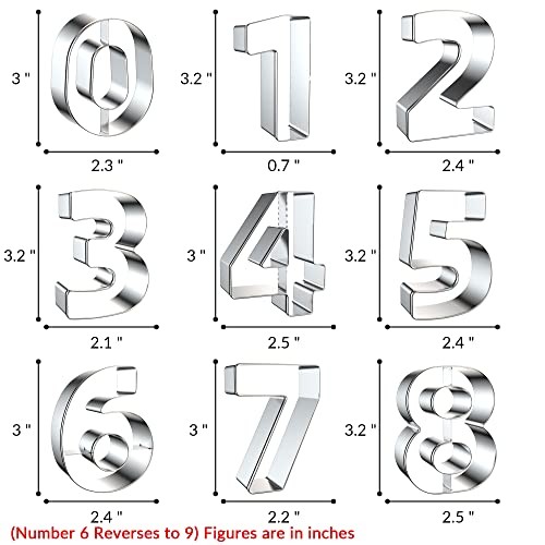 9PCS Number Cookie Cutters Set, Birthday Numbers 0-8(6 9PCS-Number（3 inches） gallery