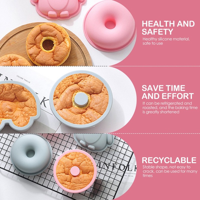 2Pcs Food Grade Silicone Cake Desserts Cartoon Baking Mould 4 inch Donuts Mold gallery