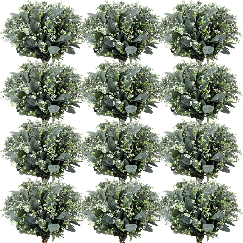 Janinka Mixed Eucalyptus Leaves Stems Bulk White Seeds Artificial Silver Dollar