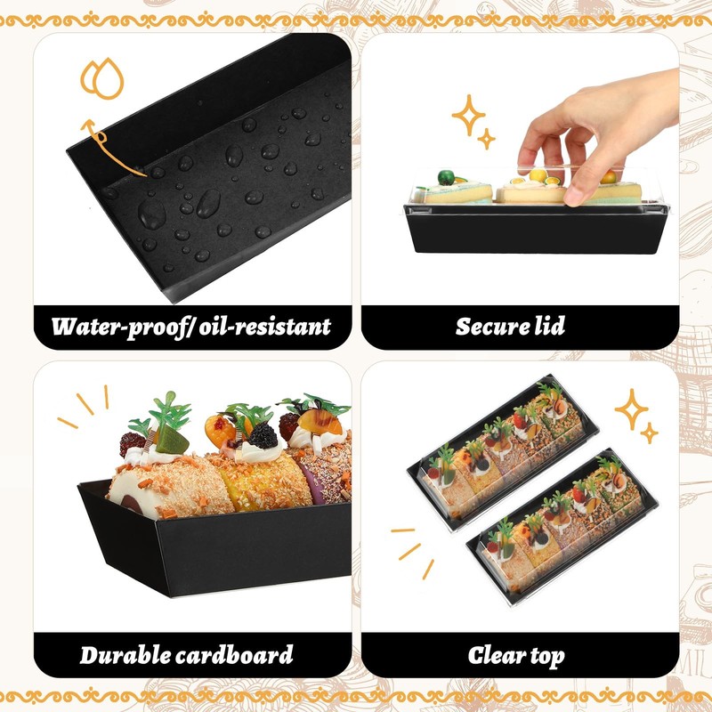 100 Pcs Black Charcuterie Boxes with Clear Lids Cookie Boxes Disposable Cake ... gallery