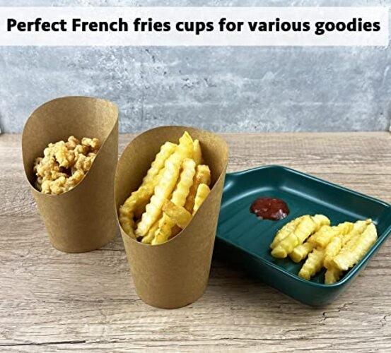 50 Pcs French Fries Holder, 12oz Disposable Paper French Fry 12 Ounces Brown gallery