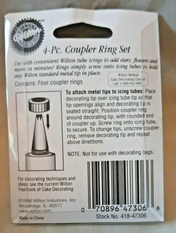 Wilton Coupler Rings 4 Count Set Package 418-47306 New gallery