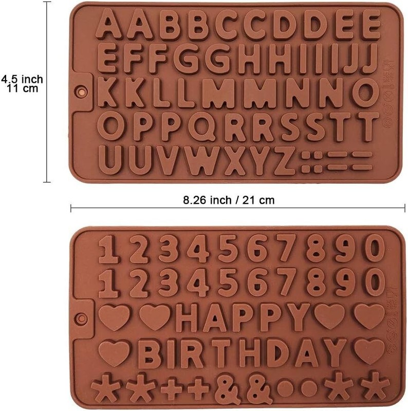 Letter Mold Number Chocolate Molds Alphabet Silicone Molds with Happy Birthday