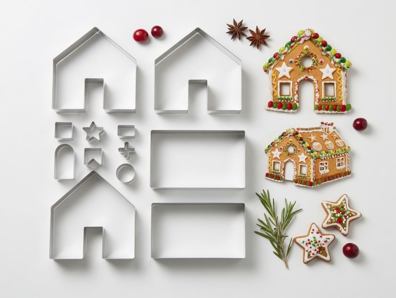 YXChome 3D Gingerbread House Cookie Cutter Set – 10pcs Stainless Steel gallery