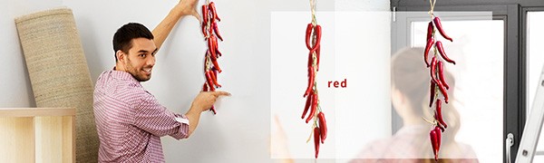 Happyyi Artificial Pepper String 5 Pa Lifelike Red Chili Pendant gallery