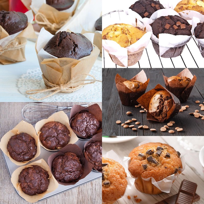 400 Pcs Tulip Cupcake Liners Baking Cups Greaseproof Muffin Wrappers Premium gallery