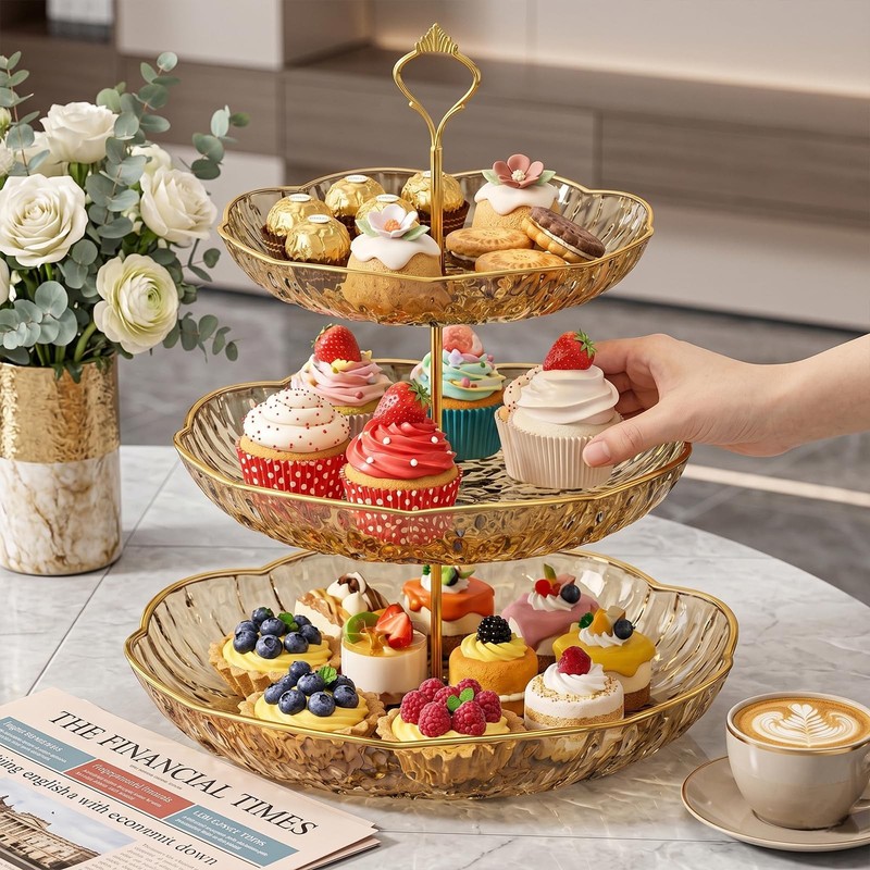 3 Tier Cupcake Stand,Fruit Basket and Cake Stand,Light Luxury Acrylic 3 Tier …