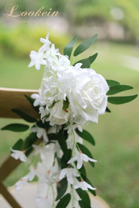 Lookein Set Of 8 Pew Flowers For Wedding Ceremony Chair Decorations Bench gallery