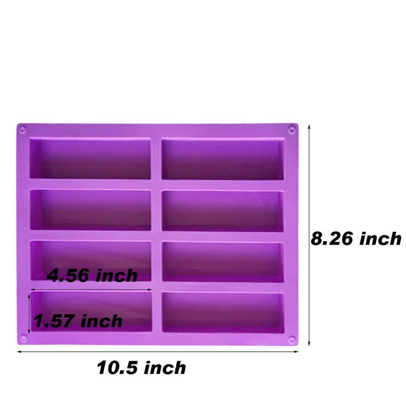Large Rectangle Silicone Mold 2 PCS 8-Cavity Granola Bar Nutrition Purple gallery