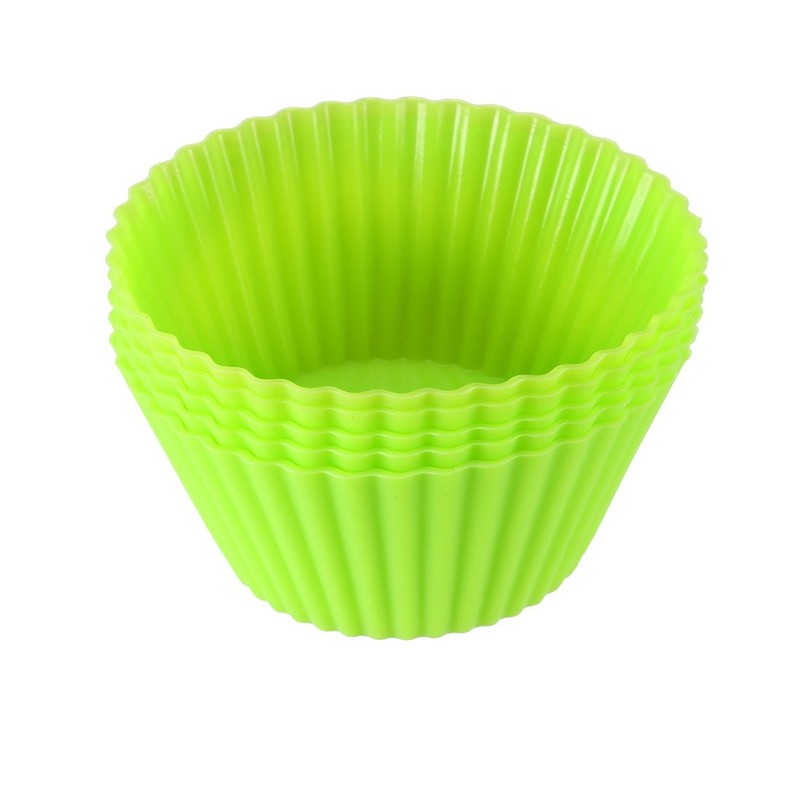 Silicone Reusable Liners Cups Cooking Pastry Molds Muffin 5Pcs Green