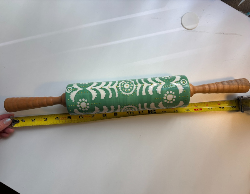 Anthropologie Home Brentanella Green Rolling Pin with 3D Floral Design gallery