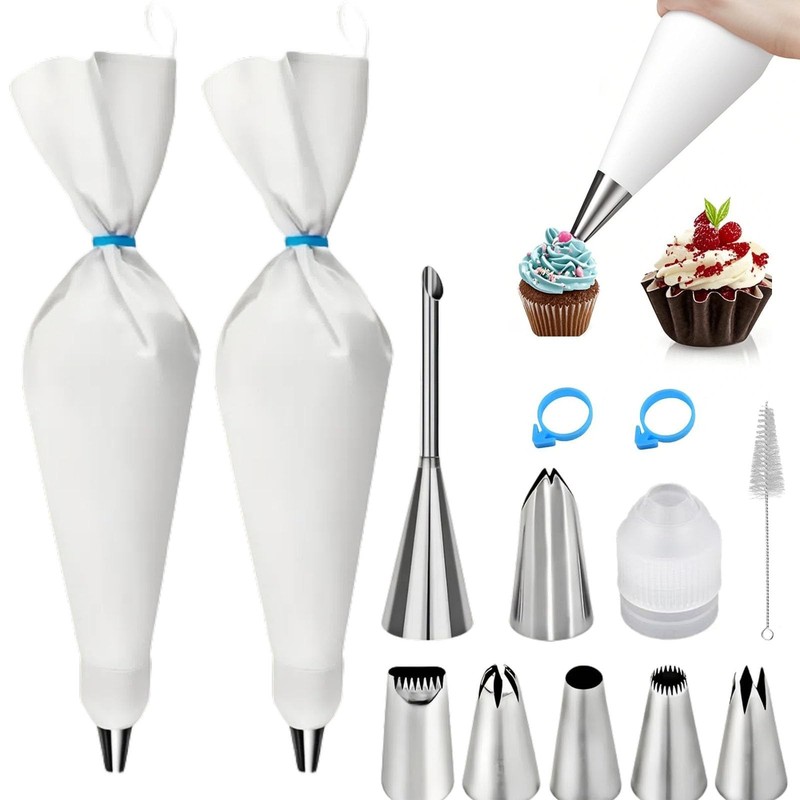 Reusable Piping Bags and Tips Set – 16inch Pastry Bags for Cake Decorating, C…
