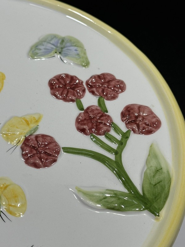 Everyday Gibson - Pedestal Cake Stand Plate - Butterflies Floral - 10” x 5” EUC gallery