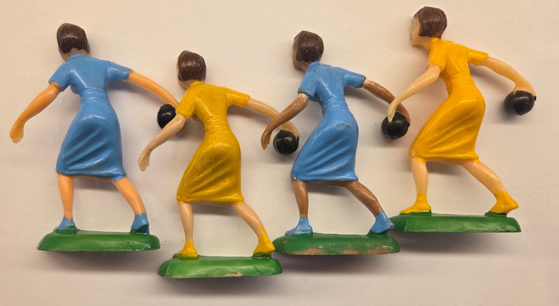 Vintage Wilton Bowling League Women Cake Topper Figures 1960s Mid Century Craft gallery