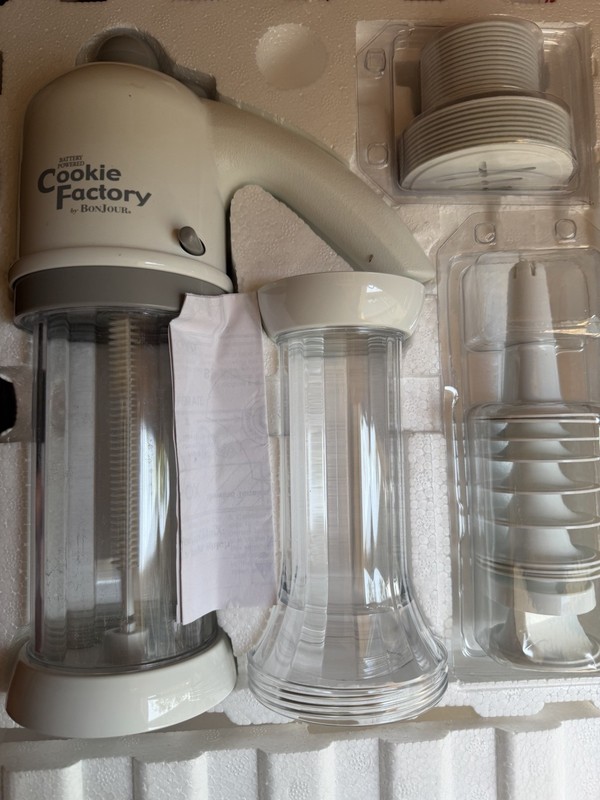 BonJour Cookie Factory Battery Powered Cookie Press Set w/ Handle, White/Clear gallery