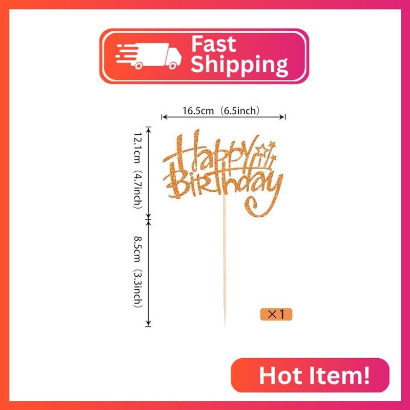 Rsstarxi 1 Pack Handmade Happy Birthday Cake Topper, Glitter Happy Birthday Cake gallery