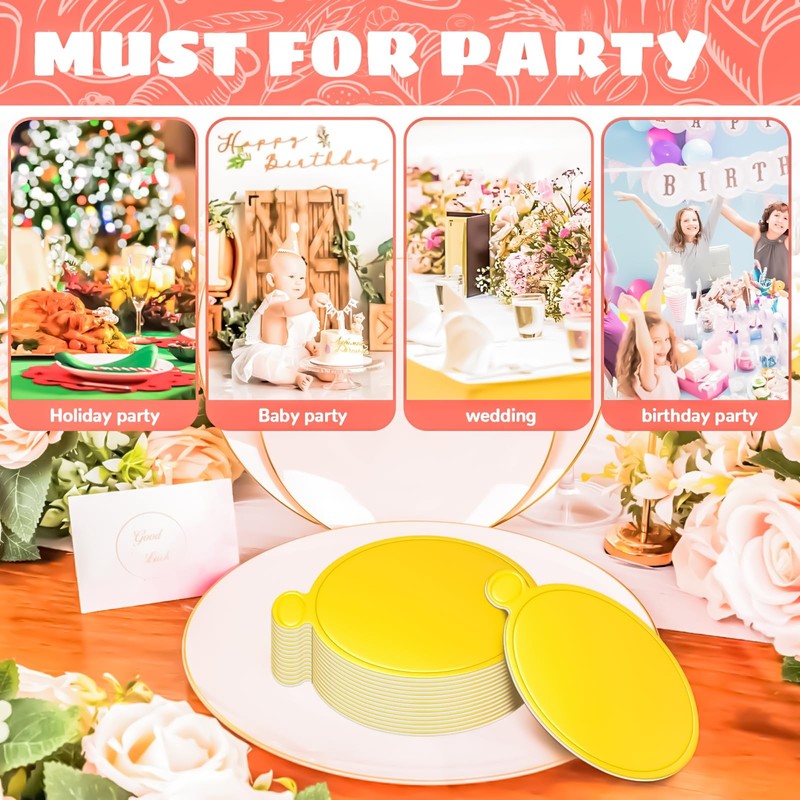 Mini Gold Round Cake Boards Dessert Cardboard Circle Base 3.5 Inch 300 Pack gallery