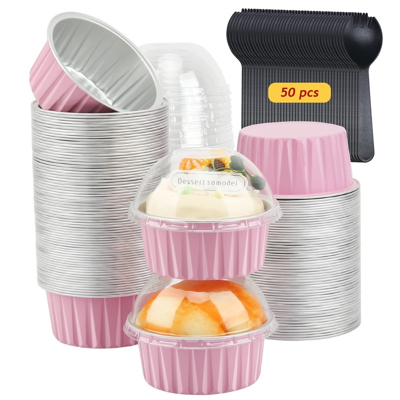 -5oz Cupcake Tins with Dome Lids, Dot Cake Cups Mini Cake Pans