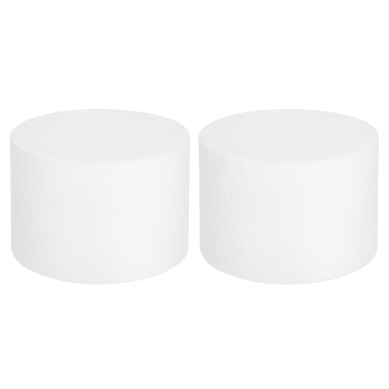 Round Foam Cake Dummy, 8″x 5″ White Fake Cake Circles Dummies, 2Pcs