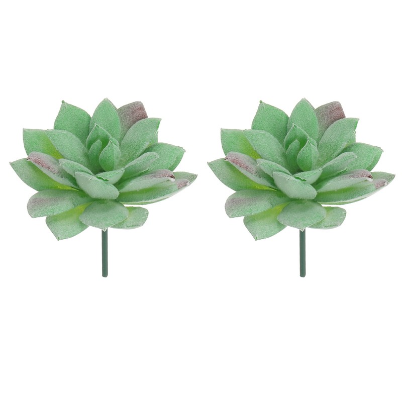 2 Pcs Artificial Succulent Plants, Faux Artificial Flocking Lotus, Green