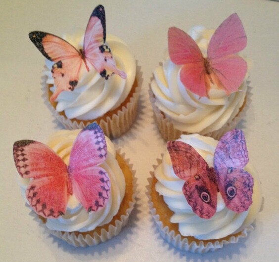 Shades of Pink Edible Butterflies – Cupcake and Cake Decorations