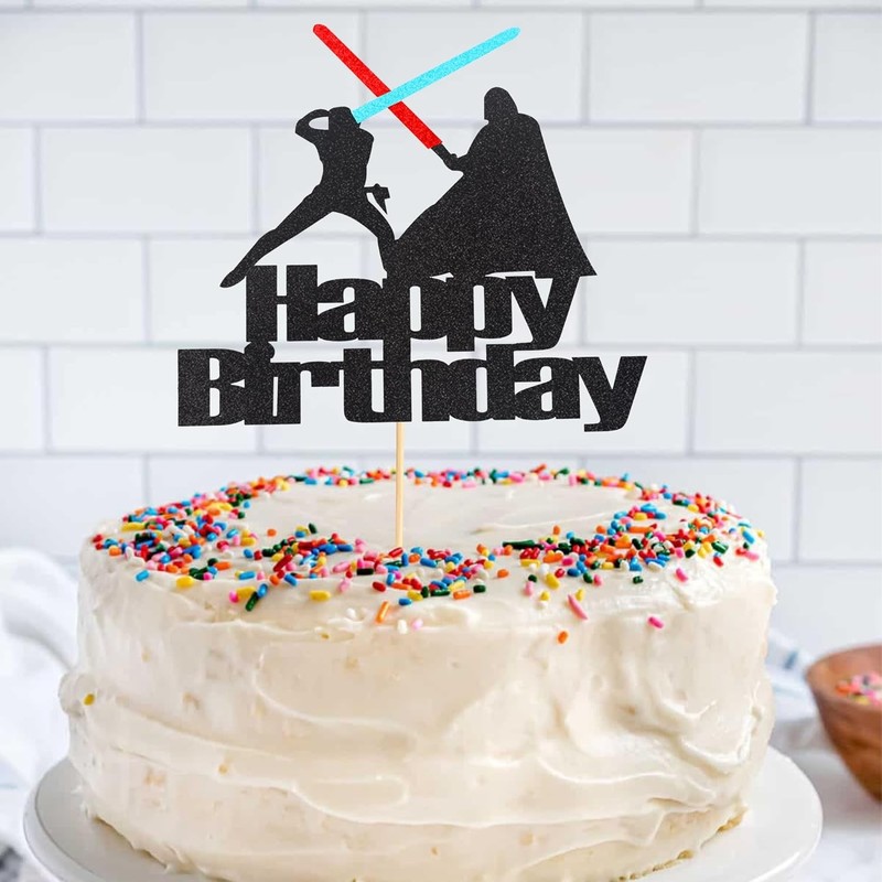 1Pc Darth Vader Happy Birthday Cake Topper Alien War Cake Pick - Children's gallery