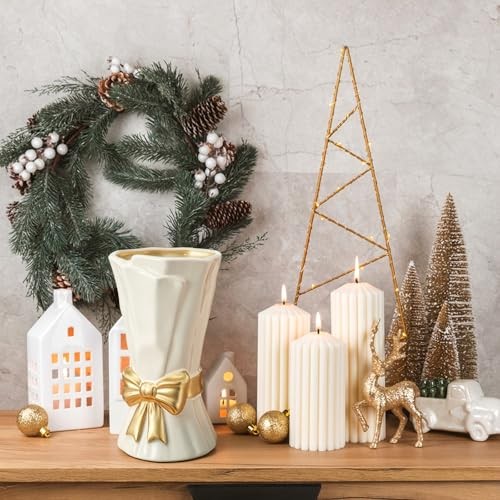 Ceramic Bow Vase White Flower Vase for Home Decor White Ceramic Vases for Boho gallery