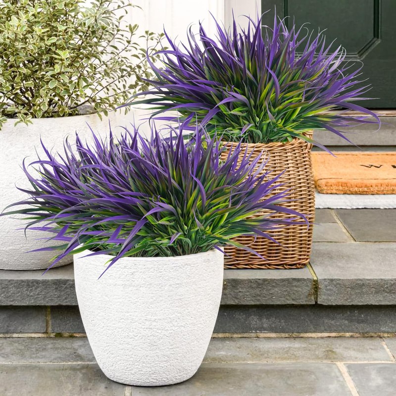 Uieke 28 Bundles Artificial Outdoor Plants Uv Resistant Fake Grass Plants Faux gallery