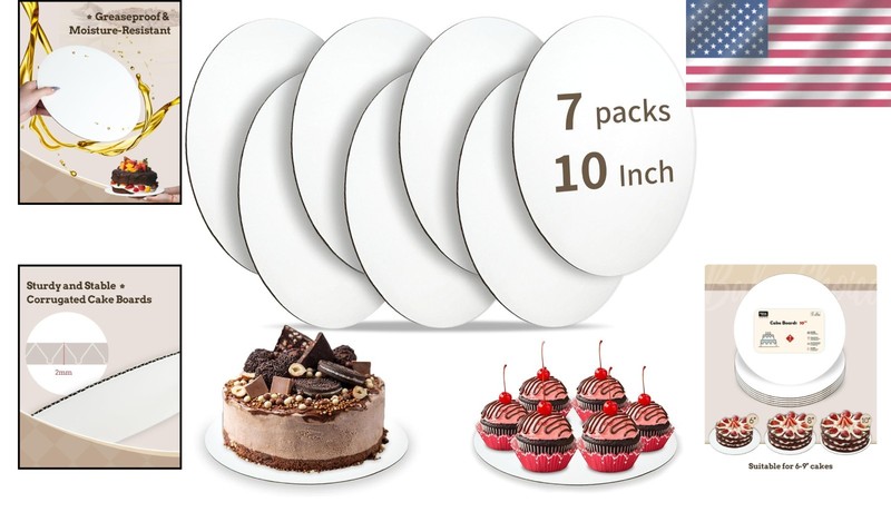 Sturdy 7-Pack Corrugated Cake Boards - Elegant Presentation for Every Occasion gallery
