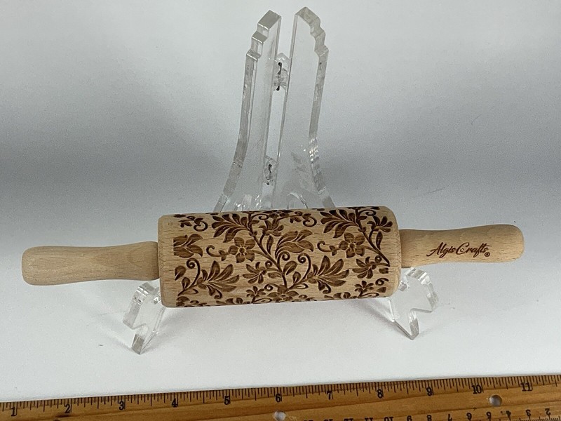 Algis Crafts 9” Textured Embossed Dough Rolling Pin Floral gallery