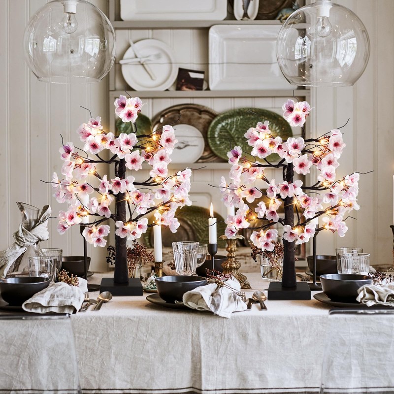 Uieke 2PACK 24IN Lighted Cherry Blossom Tree 48 Warm White LED Tabletop Artifica gallery