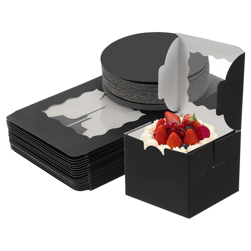 18 Pcs 6 x 6 x 5 Inch Cake Boxes with Window, Black