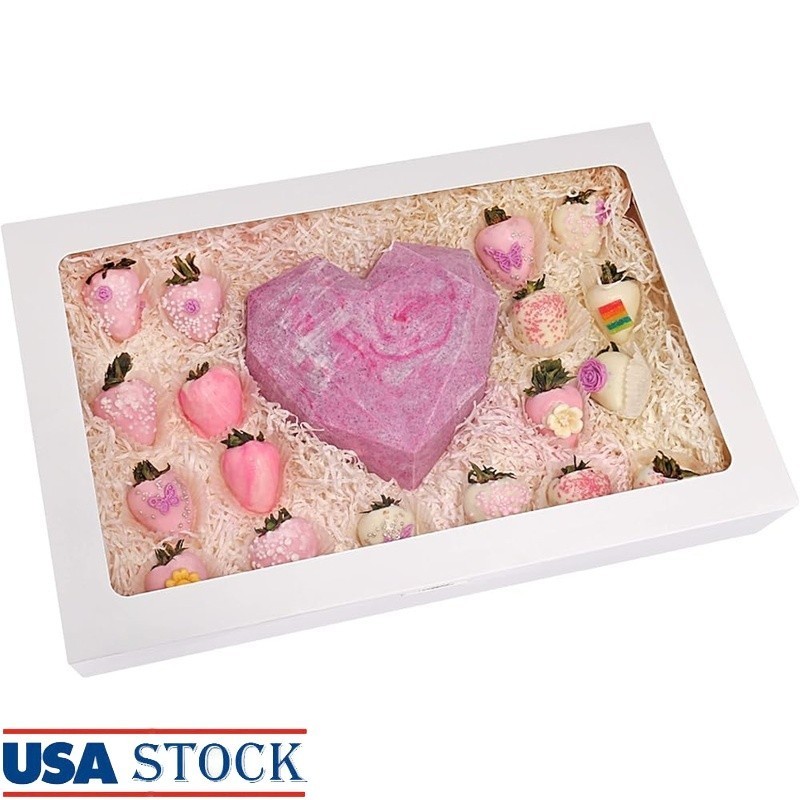 Durable Bakery Boxes Easy Assembly Popup Window Cardboard Pastry Display New