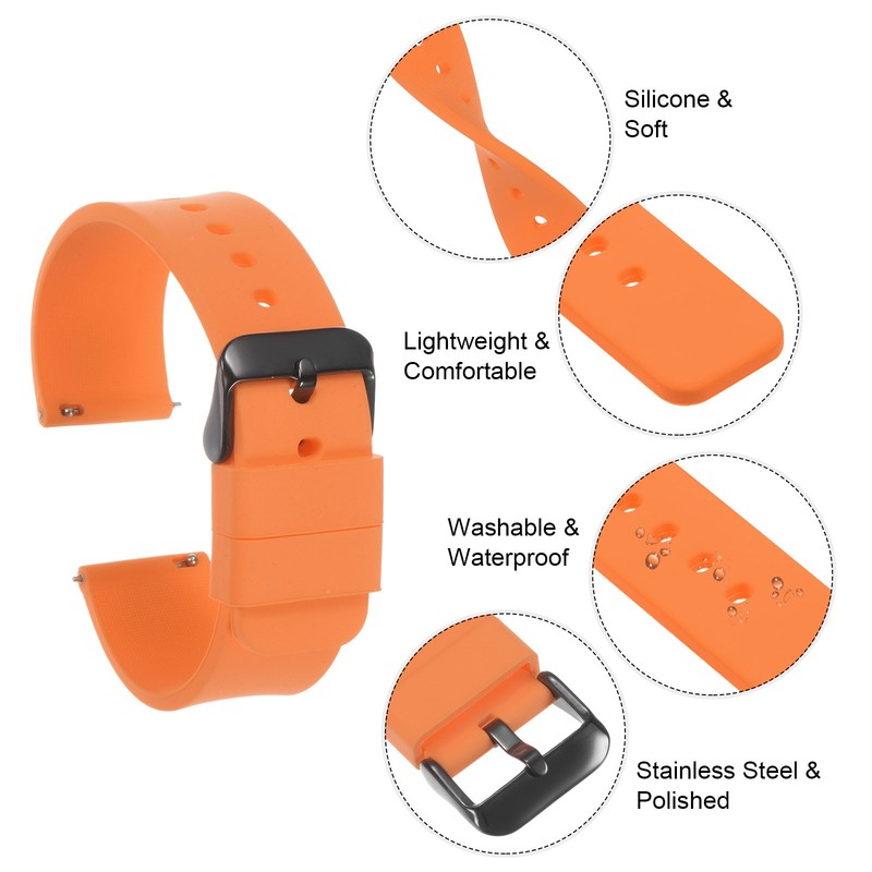 24mm Silicone Watch Strap with Quick Release Black/Orange gallery