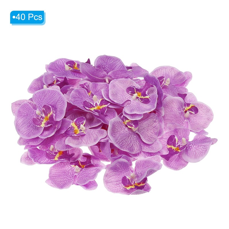 40Pcs 3.5" Artificial Silk Butterfly Orchid Flower Heads for DIY Light Purple gallery