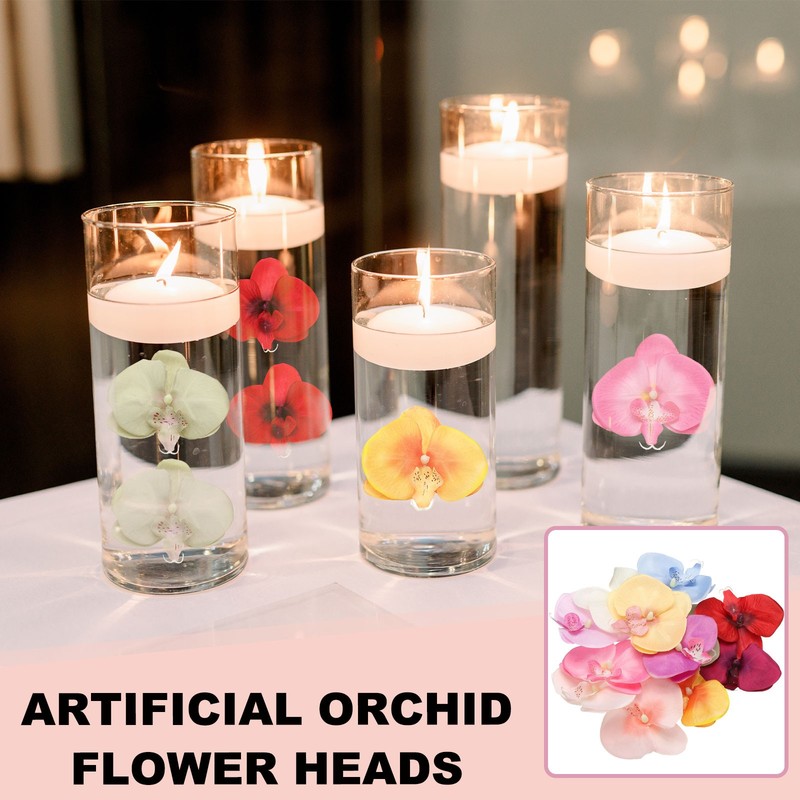 10Pcs Artificial Orchid Flower Heads Fake Orchid Heads Light Yellow gallery