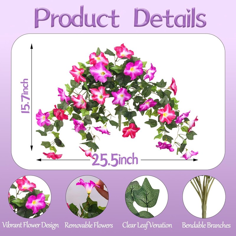 Bsmybo 2Pcs Artificial Hanging Flowers For Outdoors Fake Outdoor Flowers Faux gallery