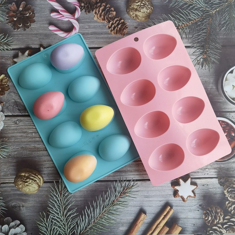 Durable 8-Cavity Easter Egg Shape Silicone Molds, Food-grade Baking Supplies gallery