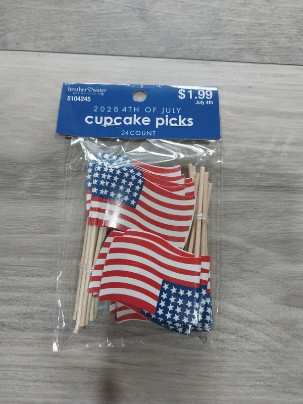 New! 24 American Flag Cupcake Toppers Picks USA Patriotic 4th of July America