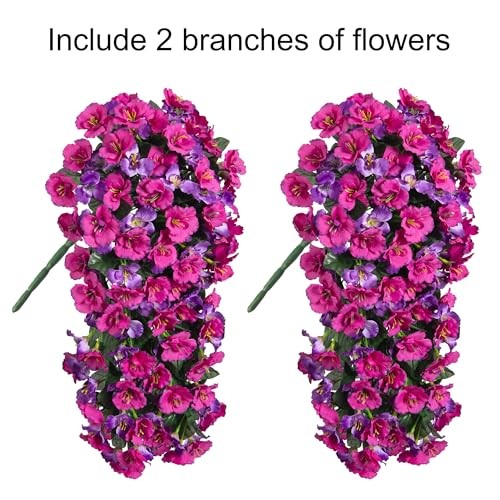 Fake Hibiscus Artificial Hanging Flowers Plants 2 pcs A-dark Purple + Fuchsia gallery