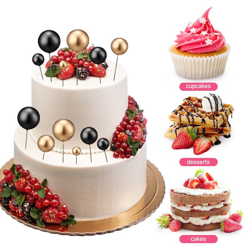 30 Pcs Golden Ball Silver Decoration Plug-in Baby Cake Decorations gallery