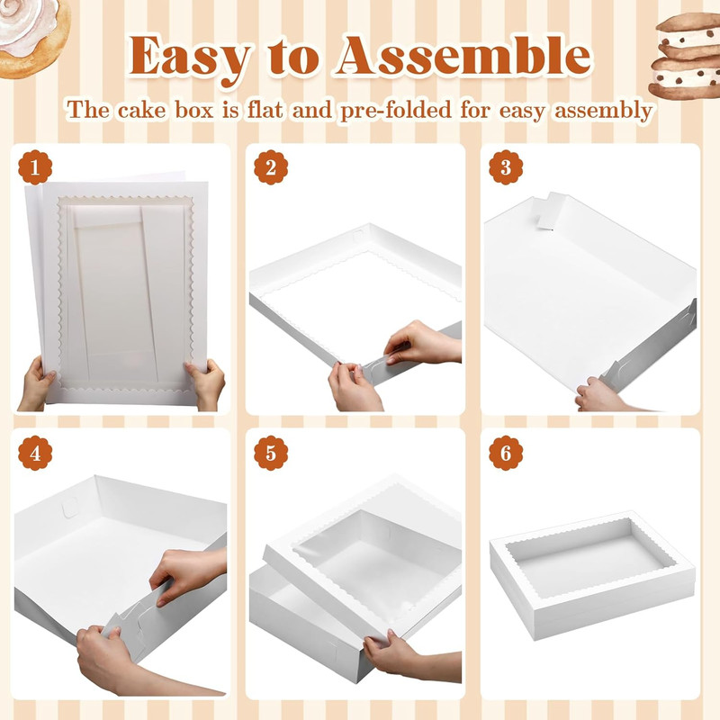 10 Pcs 14X10X4 Inch 1/4 Sheet Cake Boxes 5Pcs Large Rectangle Bakery Boxes with gallery
