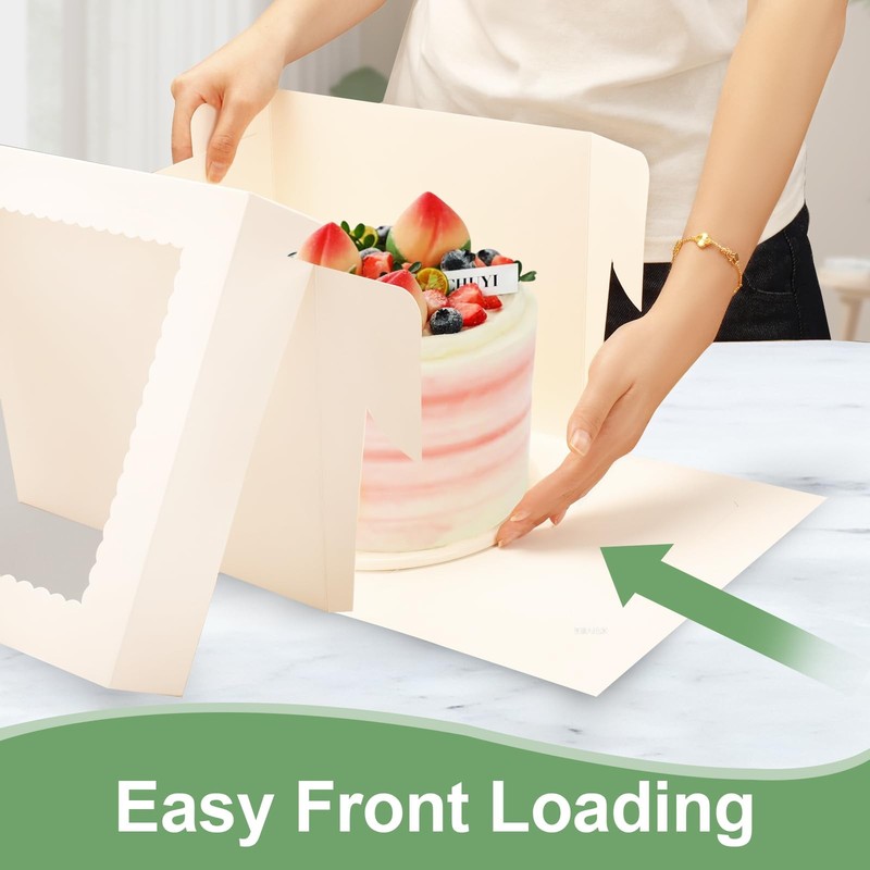 6 Pack Cake Boxes, 12x12x8 Inches Tall Cake with Cake Boards, White Bakery Bo... gallery