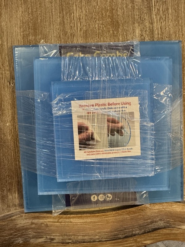 Cakesafe Acrylic Cake Disks & Combs Set Square Tier Set NEW Made In USA